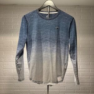 Hollister Long Sleeve Crew Ombre Blue White Mens XS Shirt Top